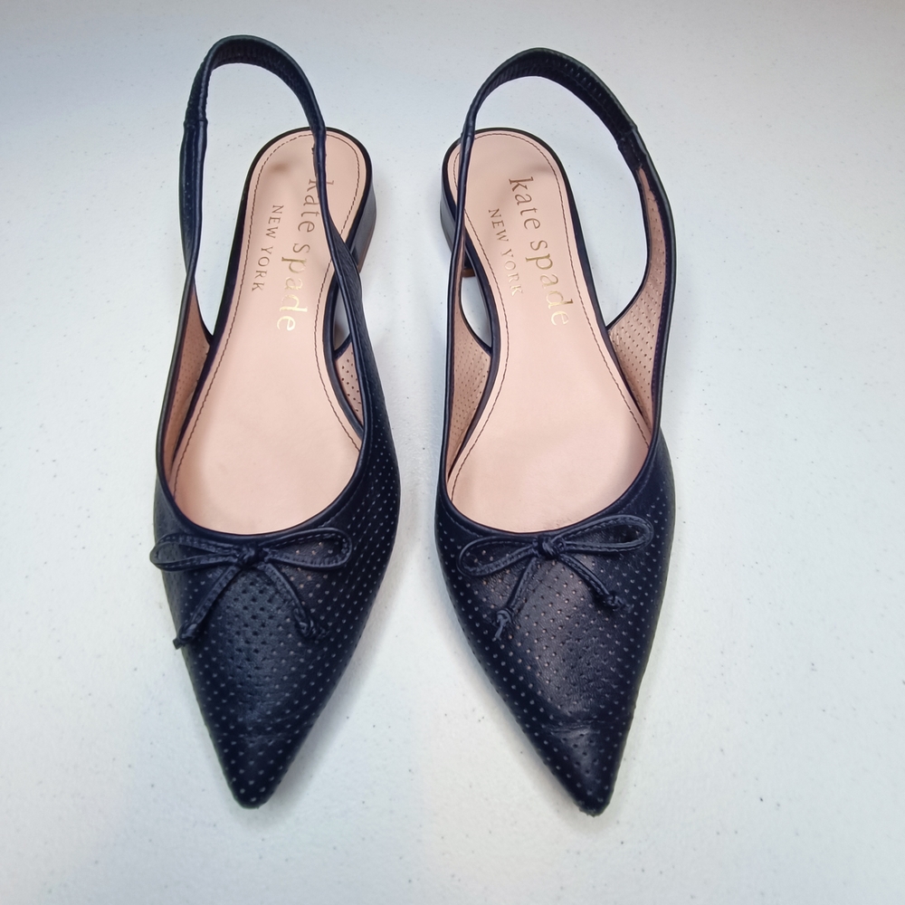 kate spade Black Pointed Toe Slingback Flats